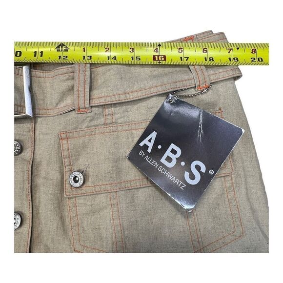 A.B.S by Allen Schwartz Skirt Women's Size 31 Large Taupe Buttoned Belted Linen - Picture 5 of 5